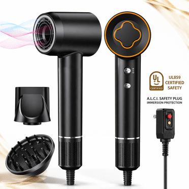 Hair Dryer 1500W lonic Hair Dryer, Fast Drying Low Noise Blow Dryer with Diffuser , Frizz-Reducing Professional Hair Dryer for All Hair Types, Black