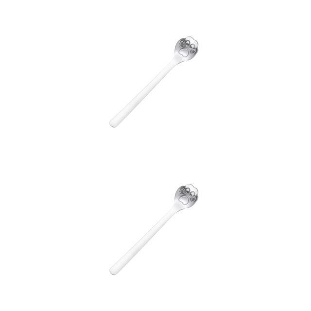 Ruiboury Exquisite Stainless Steel Mixing Spoon For Tea Essential For Tea Lovers Essential For Tea Drinking Stainless Steel Spoon cat paw silver 1 2Set
