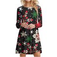 thumbnail image 2 of XZNGL Robe à Manches Longues Femme Mode Femme Décontractée à Manches Longues Col Rond Robe Imprimée de Noël Longueur Genou Robe à Manches Longues pour Femmes Robe à Manches Longues pour Femmes Aguichant, 2 of 5