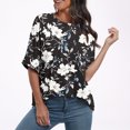 thumbnail image 4 of Pisexur Hauts d'Été pour Femmes Mode Décontractée Manches Courtes Col Rond T-Shirts Confortables Amples Surdimensionnés Imprimé Floral Blouses Hauts Mode T-Shirts Imprimés Graphiques Grande Taille Tops de Sortie S-5TG, 4 of 7