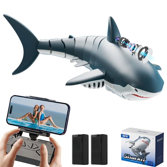 B-Qtech Remote Control Shark Toy with HD Camera, 2.4GHz RC Boat for Water Pool Lake, Light Spray Action, Toy Gift for Kids