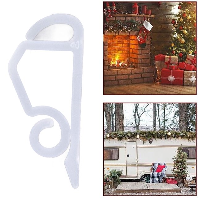 100pcs Christmas Lights Clips Plastic Gutter Clips String Light Hooks Reusable Frostproof Holiday Light Clips for Yards Eaves