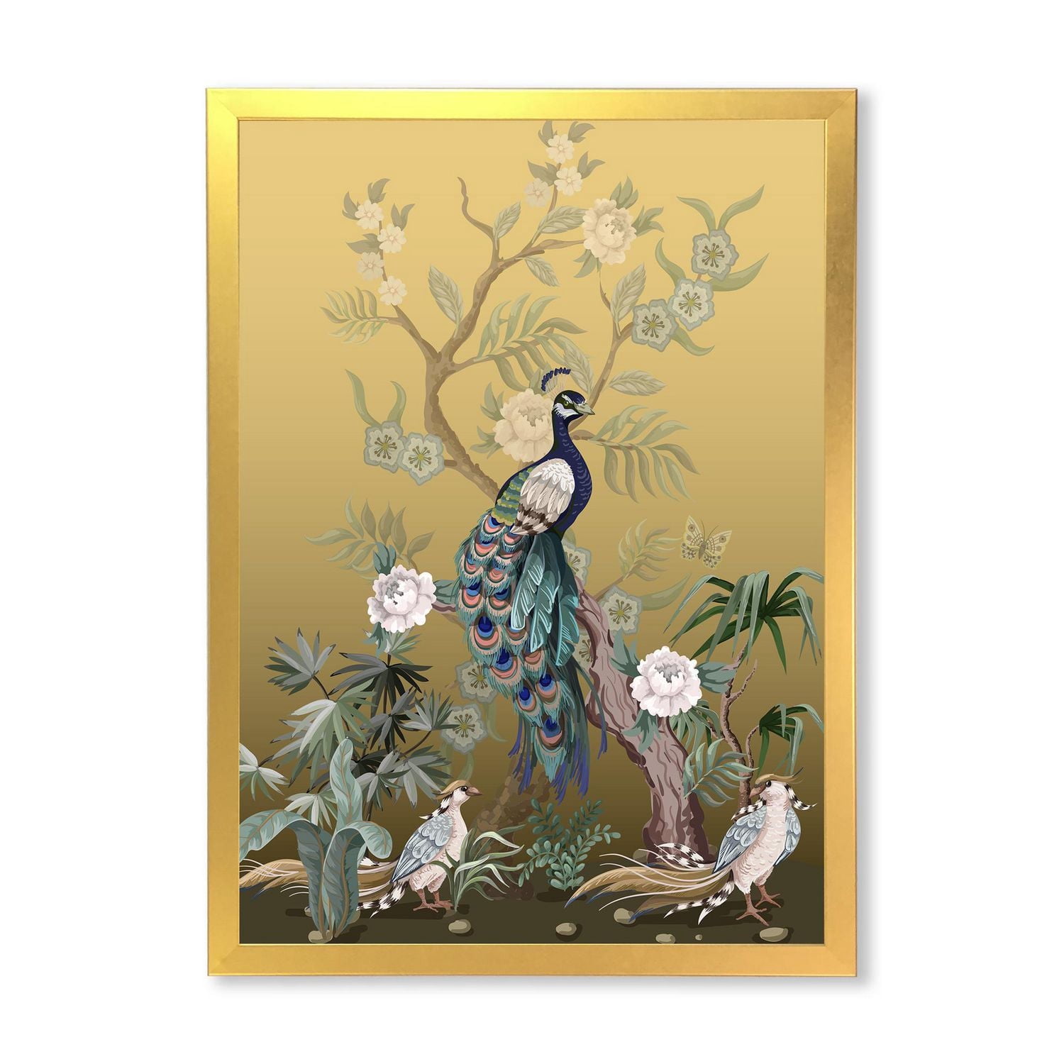 Designart Chinoiserie Aux Oiseaux Et Pivoines VI Art mural encadré