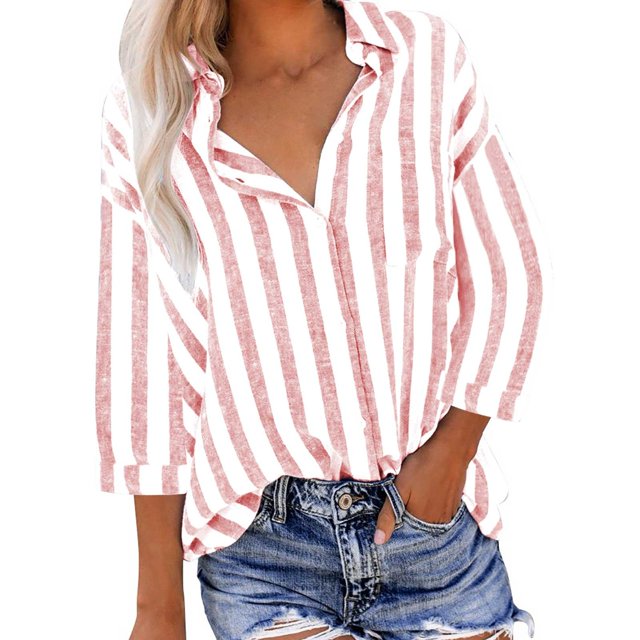 Xihbxyly Hauts Grande Taille pour Femmes Manches 3/4 Mode Décontractée Imprimé Manches Courtes Col Rond Blouses Chemises Offres Hebdomadaires