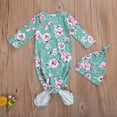 thumbnail image 4 of Xingqing 2PCS Newborn Infant Baby O-Neck Floral Cartoon Print Sleeping Pocket Round Hat, 4 of 8