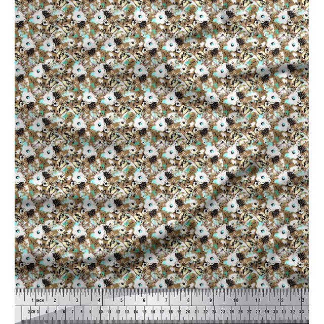 Soimoi Polyester Crepe Fabric Floral Shirting Printed Fabric 1 Yard 52 Inch Wide