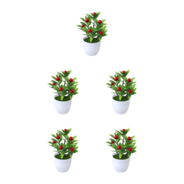 Ruiboury Add Touch Of Green To Living Space Artificial Plant Collection Home Decor Plastic Artificial Potted Plants False Plant Big Red Fruit 5Set