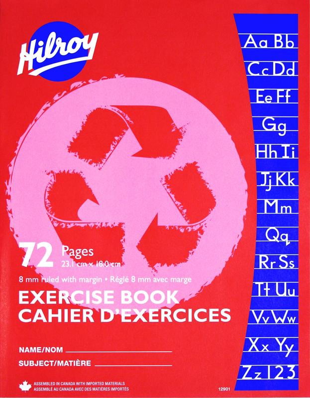 Hilroy Recycled Exercise Books, 72 Pages, 8mm w/margin, 9-1/8 X 7-1/8, 72 Page