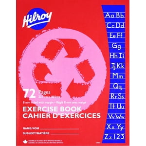 Hilroy Recycled Exercise Books, 72 Pages, 8mm w/margin, 9-1/8 X 7-1/8, 72 Page