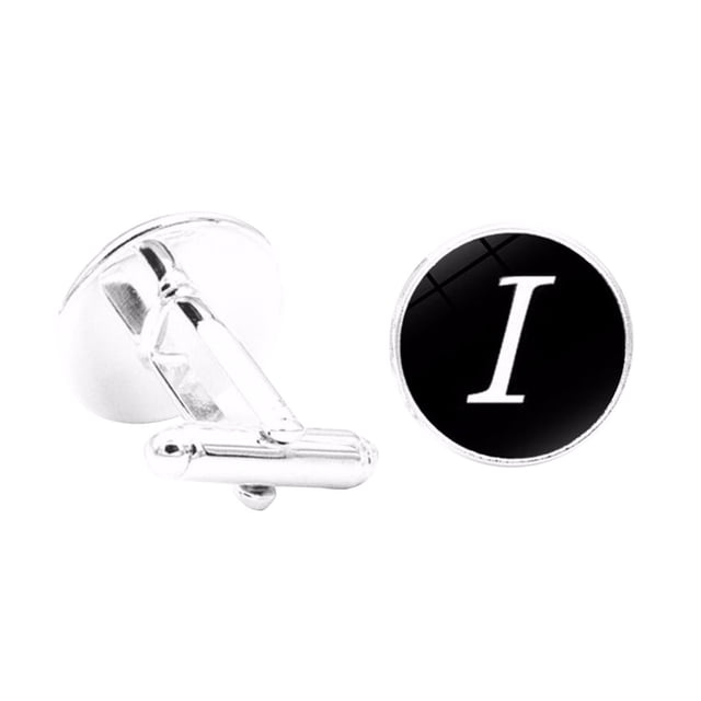 fastboy 1 Pair Men's Letter Cufflink Wedding Formal Initial Alphabet Stainless Steel Cufflink, Letter I