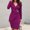 purple, variant on Fashion Women Dresses Solid Turn Down Neck Long Sleeve Buttons Casual Work Formal Dress Business Suiting Slim Fit Dress