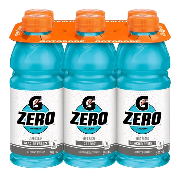 Gatorade Zero Glacier Freeze Electolyte Beverage 591 mL Bottles, pack of 6