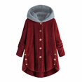 thumbnail image 1 of Womens Cardigan Plus Size Button Plush Tops Hooded Loose Cardigan Wool Coat Winter Jacket Navy Xl, 1 of 3