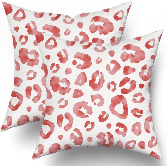 Red Grey Leopard Print Pillow Covers 16X16 Inch Watercolor Gray White Cheetah Decorative Pillow Cases Animal Square Throw Pillow Case Set of 2 Home Decor For Sofa Living Room Bedroom Bed Cushion