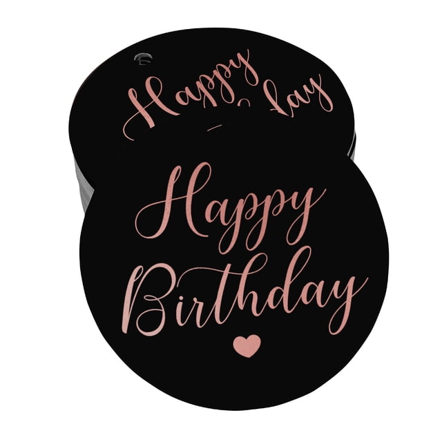 Inkdotpot 100 Pack Real Rose Gold Foil Paper Tag Happy Birthday Favor Hang Tag