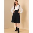 thumbnail image 3 of Unique Bargains Jupe Midi Plissée à Bretelles Rétro pour Femme à Taille Élastique avec Bretelles, 3 of 6