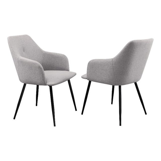 Chaise de Salle à Manger en Métal Rembourrée - Gris Brouillard