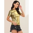 thumbnail image 4 of INSPIRE CHIC Women's Party Metallic Textured Short Sleeve Shiny Multi Color Top, 4 of 6