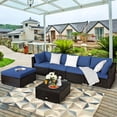 thumbnail image 1 of Costway 6PCS Outdoor Patio Rattan Furniture Set Cushioned Sectional Sofa Navy, 1 of 9