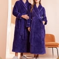thumbnail image 4 of FAIWAD Women's Flannel Thickened Nightgown Soft Warm Fuzzy Fleece Robe Solid Color Bathrobe Loungewear with Pockets, 4 of 7