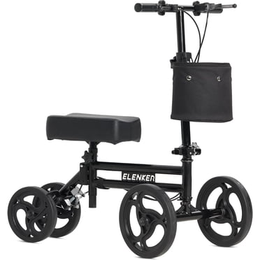 Elenker Steerable Knee Walker Deluxe Medical Scooter for Foot Injuries Compact Crutches Alternative Black