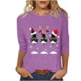 thumbnail image 2 of Amzcrzy Hauts pour Femmes T-Shirts Graphiques de Noël pour Femmes Mode Xmas Col Rond Manches 3/4 Hauts pour Femmes Décontractés Confortables Hauts d'Automne pour Femmes, 2 of 5