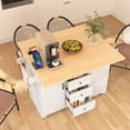 thumbnail image 2 of K&K 55.7'' Kitchen Island with 2 Drop Leaf for 4-6 Seating, Rolling Kitchen Cart on 5 Wheels with Power Outlet, Folding Dining Table with Spice & Towel Rack, 3 Drawers, for Kitchen,White(Two Packages), 2 of 9