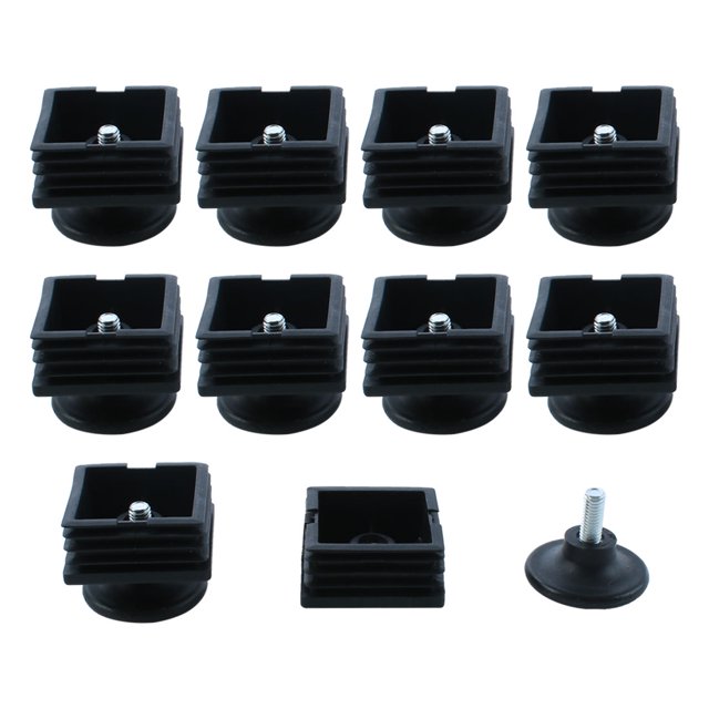 Unique Bargains 10 Sets 38mm Base Dia Adjustable Leveling Foot 38mmx38mm Square Tube Insert Kit
