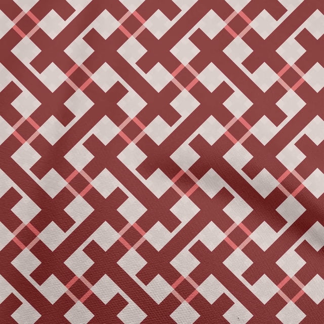 oneOone Viscose Jersey Maroon Fabric Check Sewing Craft Projects Fabric Prints By Yard 60 Inch Wide
