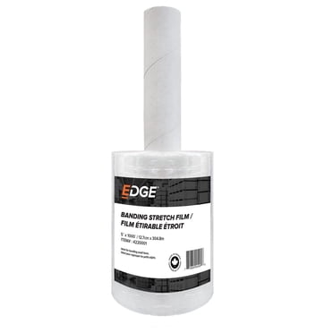 Film étirable étroit transparent EDGE, type pellicule rétractable, 5 po x 1000 pi, 1 rouleau