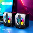thumbnail image 4 of USB Powered Computer Speakers, 2.0 Stereo Wired Mini Desktop Speakers with RGB LED Lighting, 3.5mm Aux Plug and Play Compact Speaker Pair for PC, Laptop, Tablet, and Phone, 4 of 9