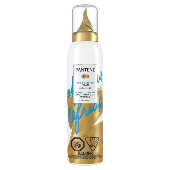 Pantene Dry Shampoo Foam, Gently Cleanses Hair with Vitamin B5, for Thick, Curly, Textured Hair, Safe for Color Treated Hair, Pro-V Refresh