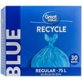 thumbnail image 1 of Great Value Regular Blue Recycle Bags, 75L , 30bags, 1 of 4