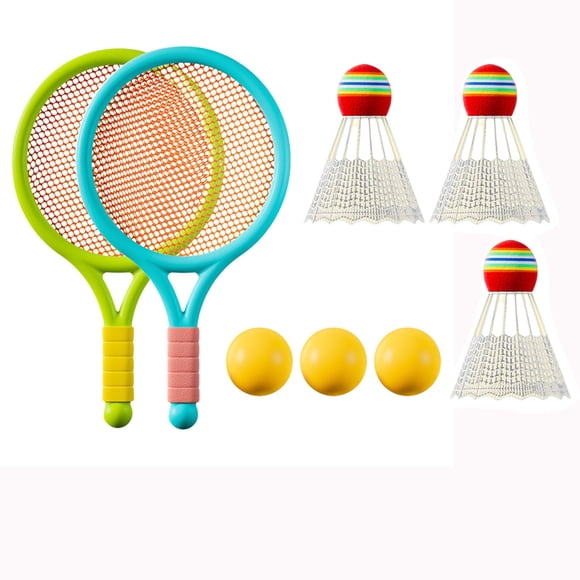 Bwiyojiz Lot de 2 Pcs Jouets Éducatifs Ensemble de Raquettes de Badminton Doubles Raquettes de Tennis Parent Interactif Intérieur Extérieur Sports Primaires Cadeau Jouet, Cadeaux pour la Famille, Bleu