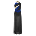 thumbnail image 2 of Moggemol Robe de Danse Sans Manches pour Filles Robe de Danse Contemporaine Fendue Longue Jupe Noire Bleue 6, 2 of 4