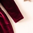 thumbnail image 4 of Infant Toddler Girls Solid Color Single Sided Velvet Lace Long Sleeves Ruched Dress, 4 of 9