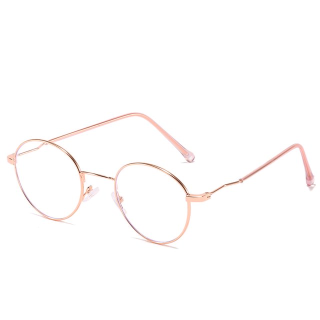 CAROOTU Monture Ronde en Métal Lunettes Plates à Lumière Bleue Changeant de Couleur Mode Simple