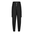 thumbnail image 2 of Autumn And Winter Mens Solid Color Work Pants Drawstring Leg Mouth Sticky Tape Pocket Casual Pants, 2 of 5