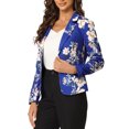 thumbnail image 4 of INSPIRE CHIC Women's Fitted Blazer Notch Lapel Printed Open Front Work Suit Jacket XL Royal Blue-Floral, 4 of 6
