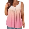 thumbnail image 1 of Dealovy Débardeurs Grande Taille pour Femmes Décontracté Sans Manches Col Rond Boutons Froncés Couleur Unie T-Shirts Amples Fluides, 1 of 4