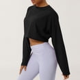 thumbnail image 5 of JDQJBZ Summer Womens Tops,Womens Long Sleeve Tops Solid Color Crew Neck Short Length Running Workout Top Spring Summer Casual Tops For Women, 5 of 5