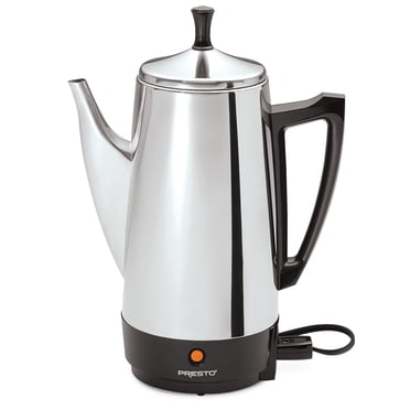 Presto Cafetière en Acier Inoxydable, Percolateur Robuste 12 Tasses, Argent