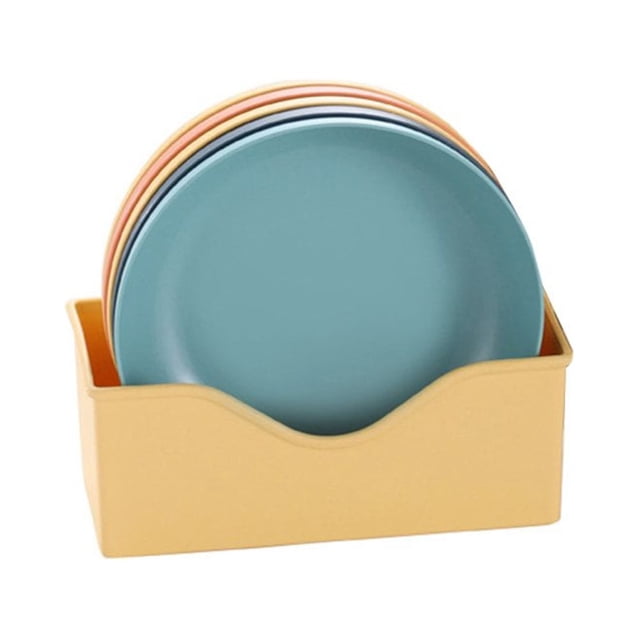 Ensemble de 5 Assiettes en Plastique avec Support Durables Incassables Assiettes Profondes Solides A