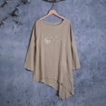 thumbnail image 4 of SMihono Hauts pour Femmes Été Chic Décontracté Hauts pour Femmes Brodés Col Rond Coton Lin Grandes Manches Courtes Hauts T-Shirt Oversize pour Femmes, 4 of 7