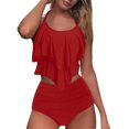 thumbnail image 1 of UPPADA Womens Two Piece Athletic Tankini Swimsuits Ruffle Sleeve Tankini Top with Swim Brief Tummy Control Modest Bathing Suits Plus Size Bathing Suits for Curvy Women Clearance,Red,S, 1 of 6