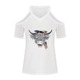 thumbnail image 2 of Birdeem Fashion Woman Causal V-Neck Printing Blouse Short Sleeve Cold Shoulder T-Shirt Summer Tops, 2 of 8