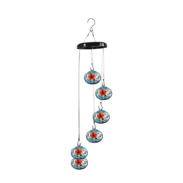 Fesfesfes Clearance Wind Chime Feeder,Copper Hummingbird Feeder with 6 Musical Tubeses, Solar-Powered Garden Sound Decor multicolour