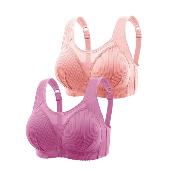 Twfbrm Bras for Women 2PC Women Bras Plus Size Behind Buckle Comfortable Breathable Exhaust Base Non-Steel Ring Non-Magnetic Buckle Underwear Soft Breathable Bra