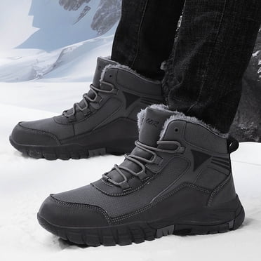 LSLJS Men Shoes Solid Color Winter Keep Warm Woolen Casual Bandage Short Boots, Men's Snow Boots