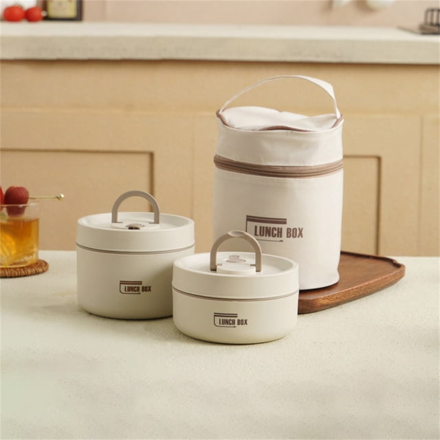 Thermal Cooking Pot, Stackable Stainless Steel Lunch Container, Double Layer Insulated Food Container, Portable Round Thermal Lunch Container for Work Outdoor Dining, 1 Pcs, 4.54x2.56"